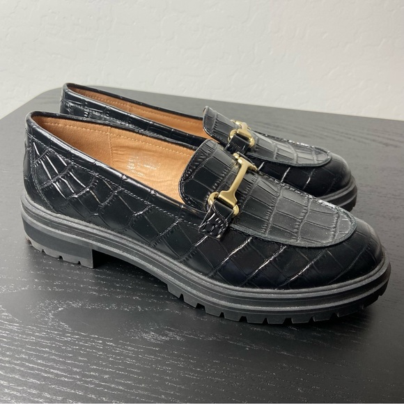 Madewell Shoes - Madewell The Bradley Hardware Lugsole Loafer in Croc Embossed Leather chunky